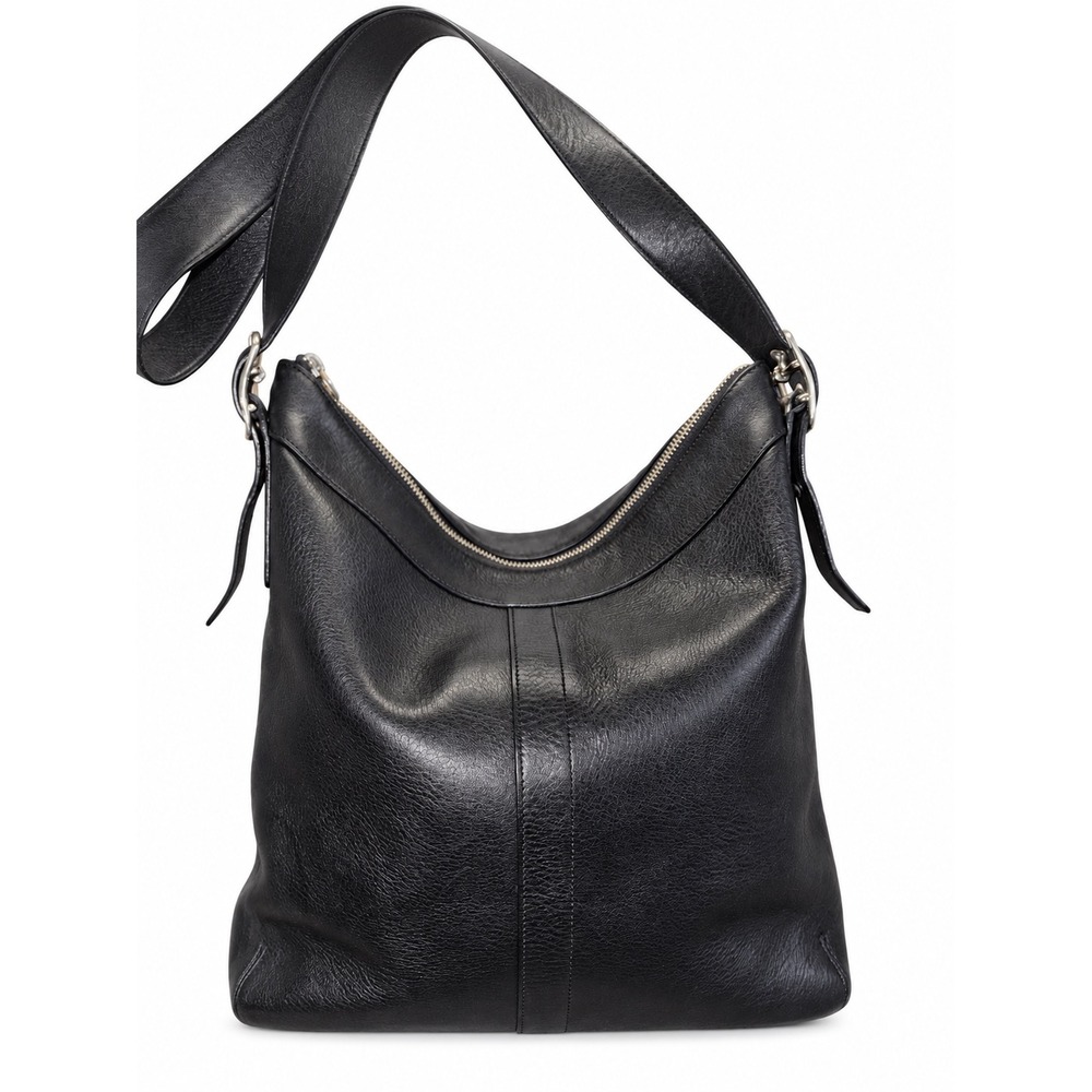 Coach Black Leather Duffle Hobo Shoulder Bag